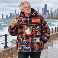Chicago Tartan Patches Cat Pouch Hoodie