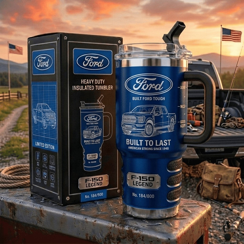 Blue Pickup Truck Tumbler With Handle