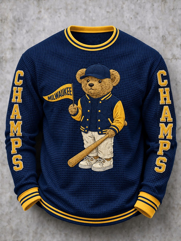 Milwaukee Cozy Waffle Baseball Long Sleeve Tee