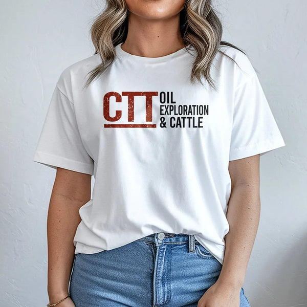Oil Exploration & Cattle T-Shirt | CTT Ranch Heritage Graphic | 100% Cotton Premium Tee | Unique Gift for Oilfield Workers &