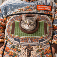 Cleveland Aerial Stadium Cat Pouch Hoodie