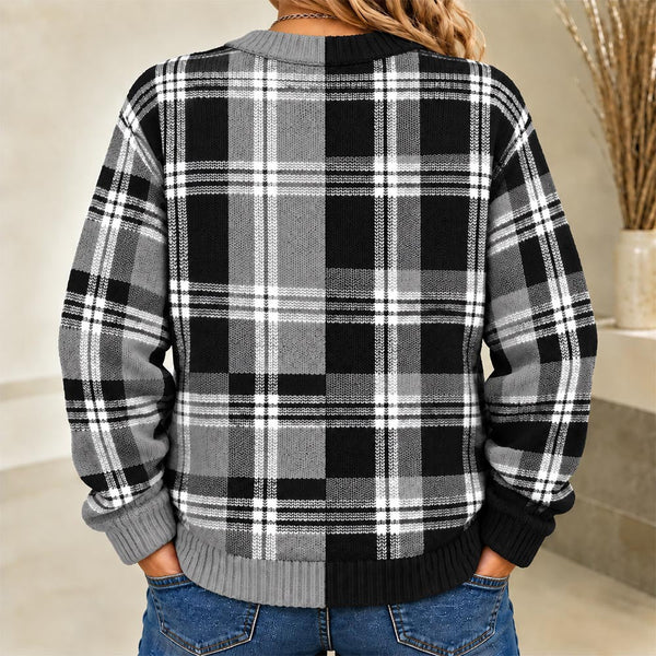 Las Vegas Plaid Knit Women's Cardigan - Back View