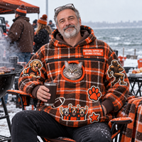 Cleveland Tartan Patches Cat Pouch Hoodie