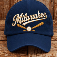 Milwaukee Script And Bats Baseball Cap