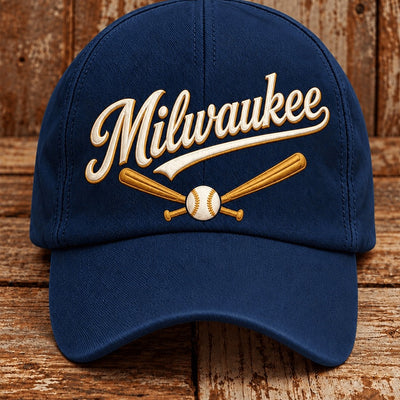 Milwaukee Script And Bats Baseball Cap