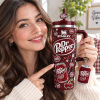 Red Cherry Soda Label Tumbler With Handle