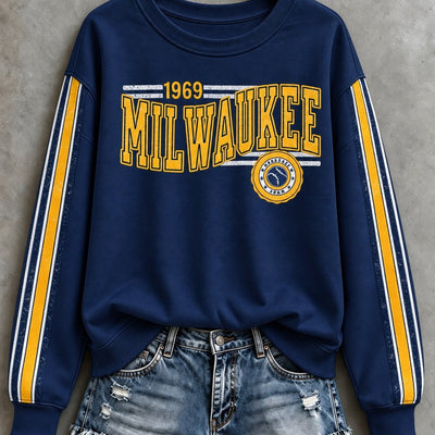 Milwaukee Striped Sleeve Baseball Sweatshirt