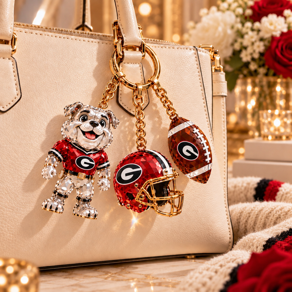 Georgia Football Fan Bag Charm Set - On Bag