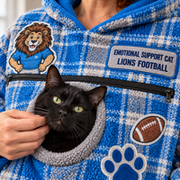 Detroit Tartan Patches Cat Pouch Hoodie