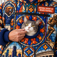 Chicago Stained Glass Cat Pouch Hoodie