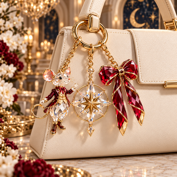 Moonbell Mouse Classic Celebration Bag Charm Set - On Bag
