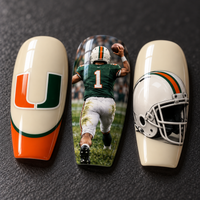 Miami Football Fan Press On Nails