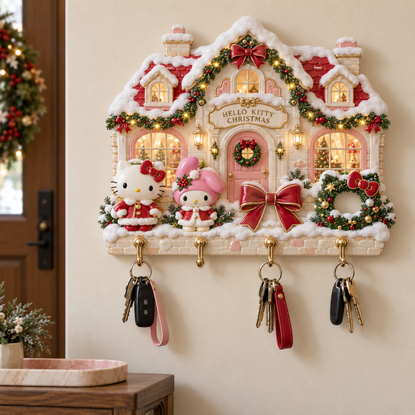 Kawaii Christmas Cottage Story Wall Key Holder