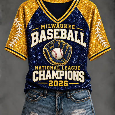 Milwaukee Sequin Trim Baseball T-Shirt