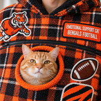 Cincinnati Tartan Patches Cat Pouch Hoodie