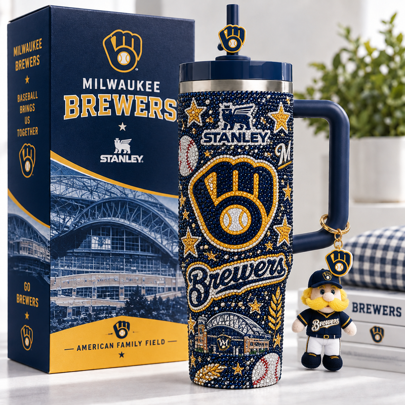 Milwaukee Baseball Fan Rhinestone 40oz Tumbler