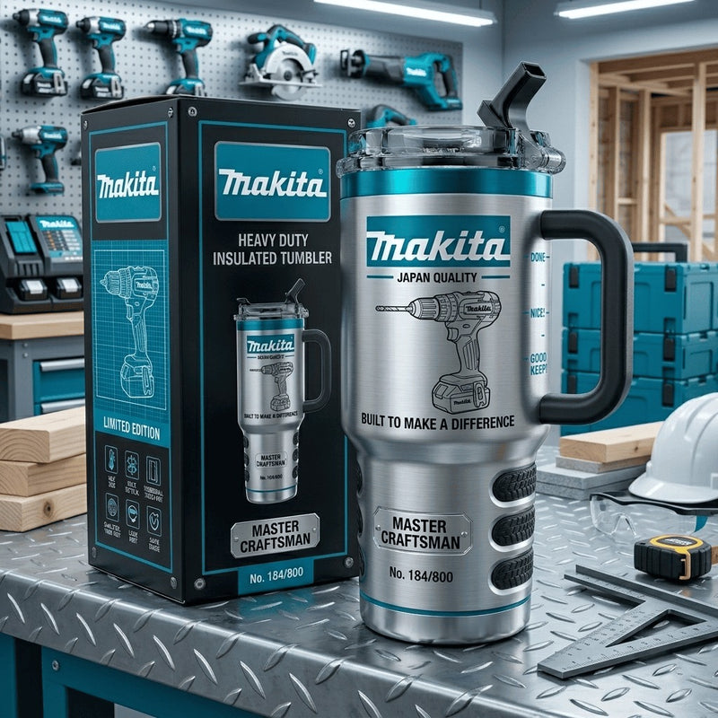 Teal Power Tool Workshop Tumbler With Handle
