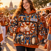 Austin Stained Glass Cat Pouch Hoodie