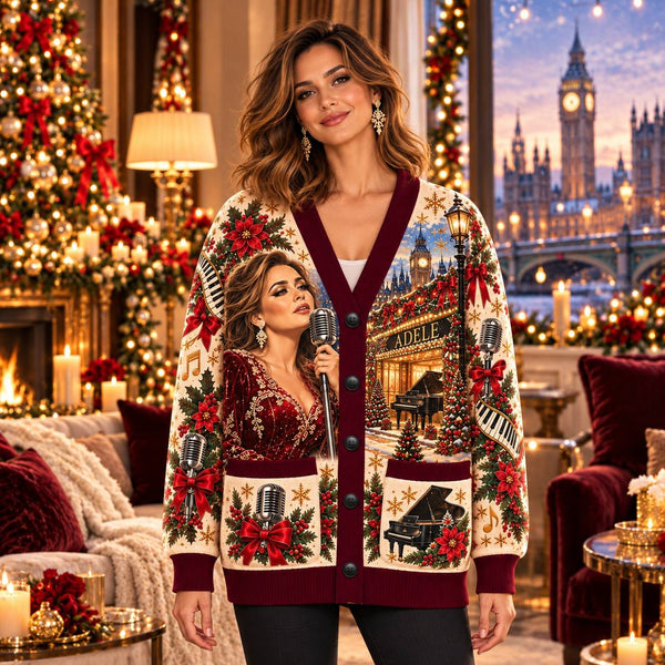 London Songbird Christmas Cardigan - On Model Front