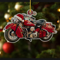 Vintage Red Motorcycle Acrylic Christmas Ornament