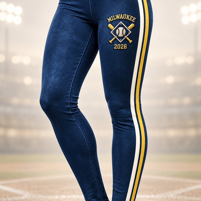 Milwaukee Side Stripe Baseball Leggings