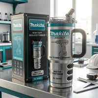 Teal Power Tool Workshop Tumbler With Handle