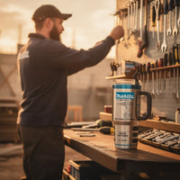 Teal Power Tool Workshop Tumbler With Handle