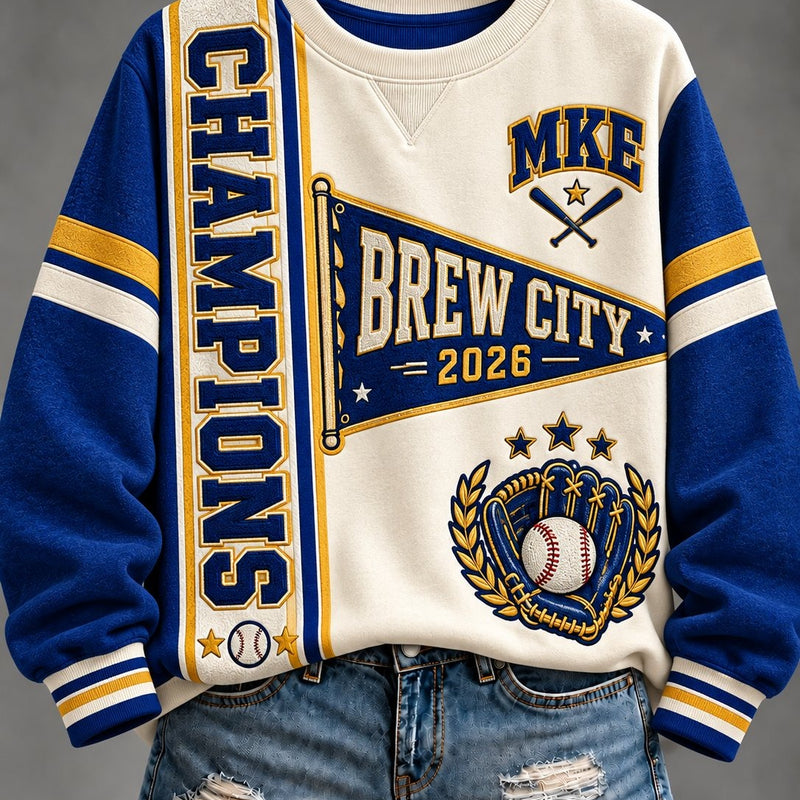 Milwaukee Colorblock Graphic Baseball Sweatshirt