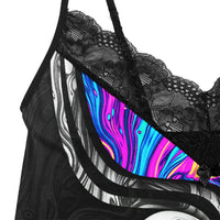Marbled Skeleton Lace 3 Piece Pajama Set