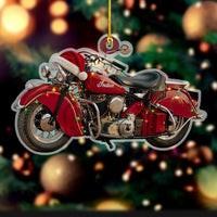 Vintage Red Motorcycle Acrylic Christmas Ornament