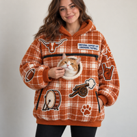 Austin Tartan Patches Cat Pouch Hoodie