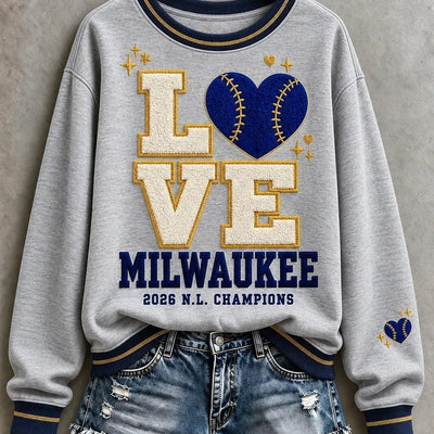 Milwaukee Love Heart Baseball Sweatshirt