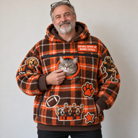 Cleveland Tartan Patches Cat Pouch Hoodie