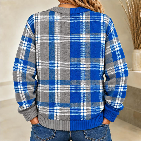 Detroit Plaid Knit Women's Cardigan - Back View