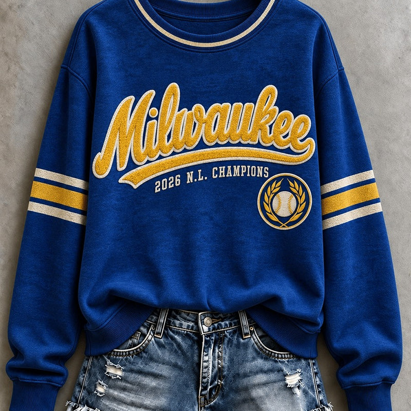 Milwaukee Accent Stripe Sleeve Baseball Sweatshirt
