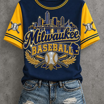 Milwaukee Skyline Wheat Baseball T-Shirt