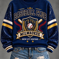 Milwaukee Sequin Sleeve Baseball Sweatshirt