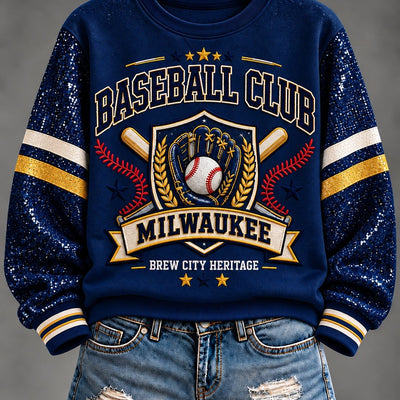Milwaukee Sequin Sleeve Baseball Sweatshirt