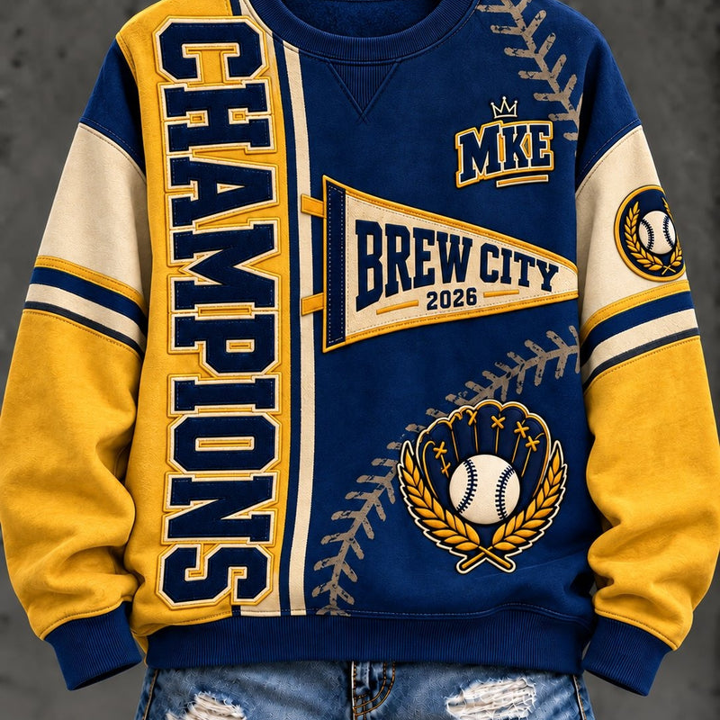 Milwaukee Pennant Flag Baseball Sweatshirt