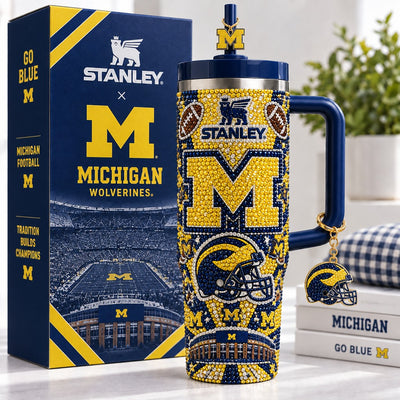 Michigan Wolverine Football Glam 40oz Tumbler