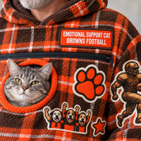 Cleveland Tartan Patches Cat Pouch Hoodie