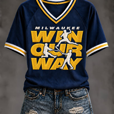 Milwaukee Batter V-Neck Baseball T-Shirt