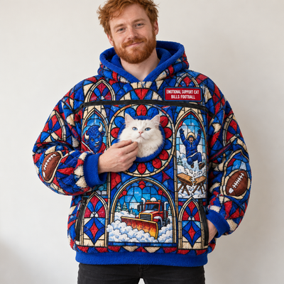 Buffalo Stained Glass Cat Pouch Hoodie