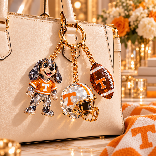 Tennessee Football Fan Bag Charm Set - On Bag