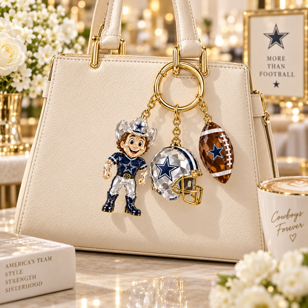 Dallas Football Fan Bag Charm Set - On Bag