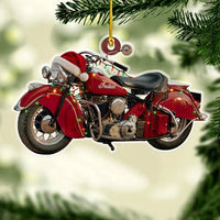 Vintage Red Motorcycle Acrylic Christmas Ornament