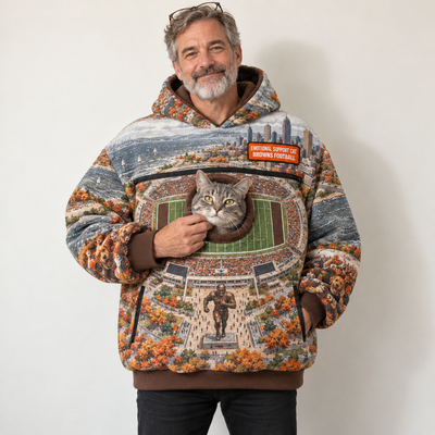 Cleveland Aerial Stadium Cat Pouch Hoodie