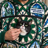 New York Stained Glass Cat Pouch Hoodie