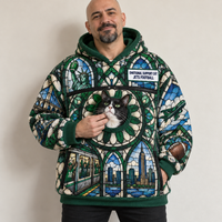 New York Stained Glass Cat Pouch Hoodie
