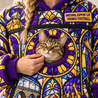 Minneapolis Stained Glass Cat Pouch Hoodie